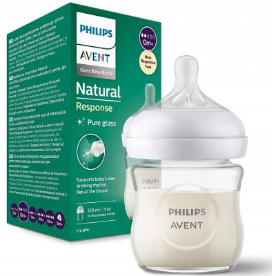 Avent Philips láhev Natural Response skleněná transparentní 120 ml – Zboží Dáma