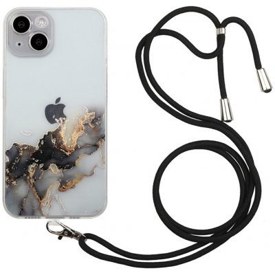 Pouzdro AppleMix Apple iPhone 13 - mramorová textura - šňůrka - gumový - šedé – Zbozi.Blesk.cz
