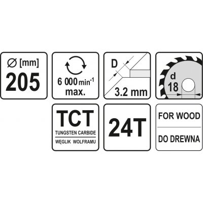 YATO kotouč na dřevo 205x18 mm 24z YT-6066 – Zboží Dáma