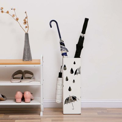 SONGMICS Stojan na deštníky čtvercový bílý motiv kapky – Zboží Dáma