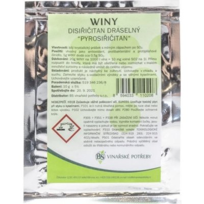 Privos Winy disiřičitan draselný pro potraviny konzervant E 224 10 g – Zboží Dáma