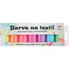 Barva na textil Kreativ Colour Barvy na světlý textil svítící ve tmě sada 7 barev 20 g + 2 šablony 6,5 x 2 cm