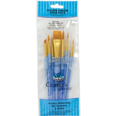 Royal and Langnickel Sada štětců GOLD TAKLON, 7ks (mix plochý,seříznutý,špičatý) – Zboží Mobilmania