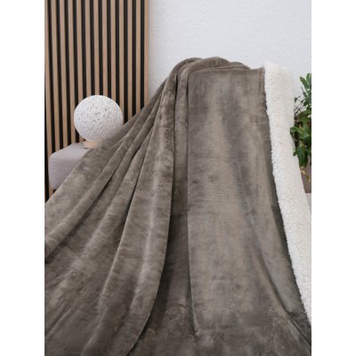 MKLuzkoviny.cz Beránková deka mikroplyš Exclusive Laura šedohnědá 220x200 – Sleviste.cz