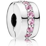 Pandora Stříbrný klip s růžovými kamínky 791972PCZ – Zboží Dáma