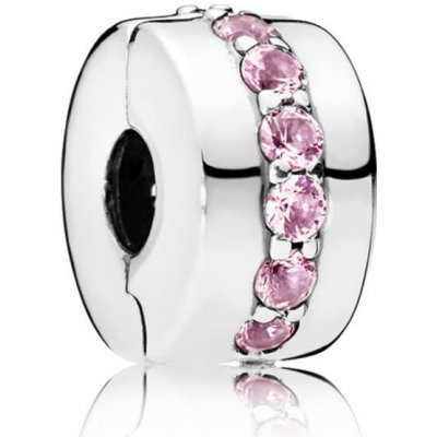 Pandora Stříbrný klip s růžovými kamínky 791972PCZ – Zboží Dáma