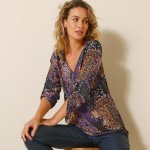 Blancheporte tunika se zipem a potiskem černá/fialová – Zboží Dáma