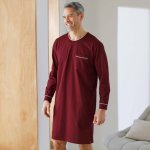 Noční košile s kontrastní paspulkou bordó – Zboží Dáma