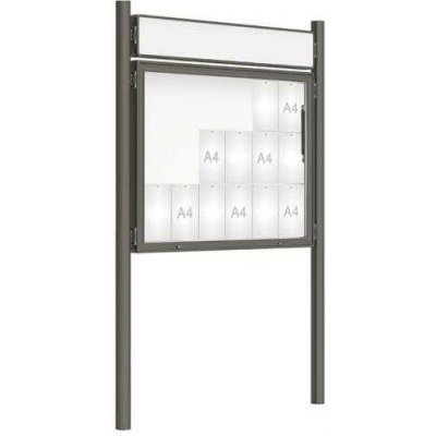 PROCITY Venkovní vitrína model 2000 18 x A4, šedá PRO, včetně sloupků a záhlaví | Zboží Auto