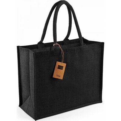 Westford Mill Barevná jutová nákupní taška s tkanými držadly černá – Zboží Mobilmania