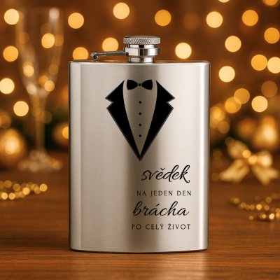 Placatka pro svědka smoking s motýlkem, luxusní dárek pro kamaráda Stříbrná - brácha – Zboží Dáma