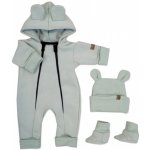 Kazum Oteplený dětský overal bez šlapek s kapucí čepička botičky 3D mátový – Zboží Mobilmania