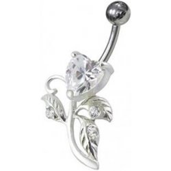 Šperky4U stříbrný piercing do pupíku srdíčko BP01186-C