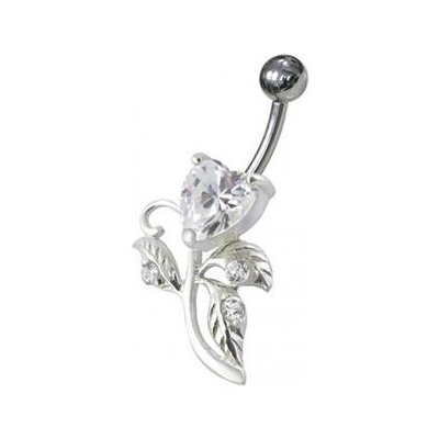 Šperky4U stříbrný piercing do pupíku srdíčko BP01186-C – Zboží Mobilmania