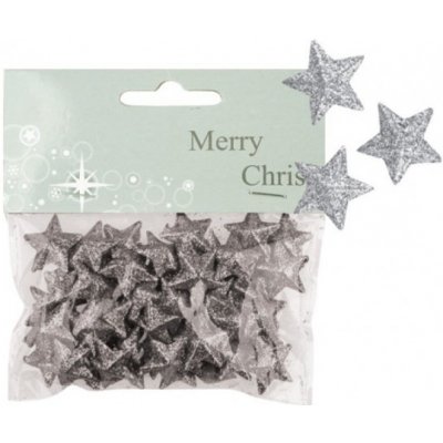Anděl Vánoční dekorace - hvězdičky s glitry - stříbrné - 1977 – Zboží Mobilmania