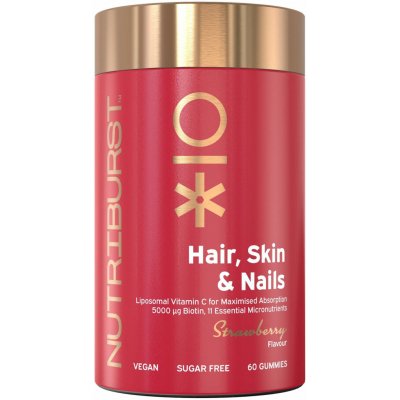 Nutriburst Premium Hair, Skin, Nails gumídci s biotinem, vitamíny, zinkem 60 ks jahoda – Hledejceny.cz
