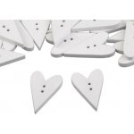 Dřevěný dekorační knoflík srdce velké (5ks) - bílá – Hledejceny.cz