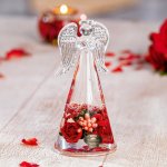 Gilde Skleněný Anděl - červené růže, 14 cm – Zboží Mobilmania