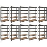 Fistar 10 x Regál 1800 x 1200 x 500 mm lak 5 polic černý – HobbyKompas.cz