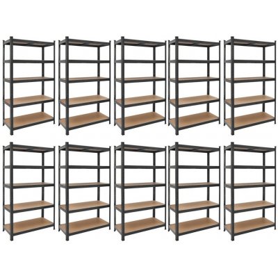 Fistar 10 x Regál 1800 x 1200 x 500 mm lak 5 polic černý – HobbyKompas.cz