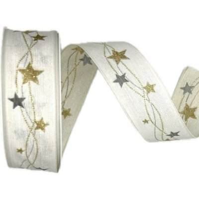 Stuha vánoční CELESTIAL GLOW WHITE bílá 25mm x 2m (13,-Kč/m) – Zboží Dáma