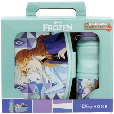 CurePink box svačinový Frozen Ledové království set 2 kusů láhev na pití 786873 – Zboží Mobilmania