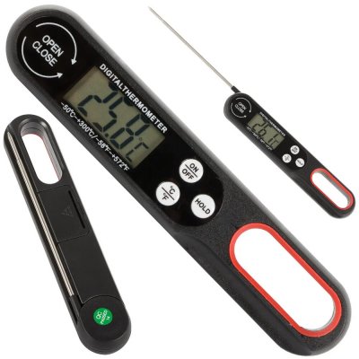 Verk Group Kuchyňský jehlový teploměr s LCD displejem na maso a víno, 300 °C, vaření polévek – Hledejceny.cz