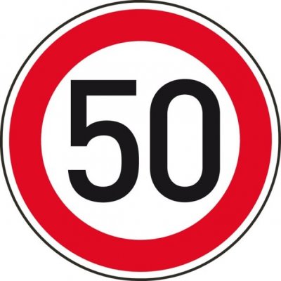 Dopravní značka – Nejvyšší dovolená rychlost 50 – Zboží Dáma