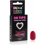 Diva & Nice Cosmetics Nalepovací umělé nehty TIPS 20 tmavě červená oval 04 – Zbozi.Blesk.cz