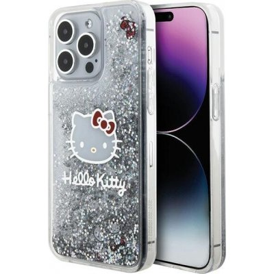 Hello Kitty pouzdro s tekutými třpytkami a přívěskem hlavy Kitty na iPhone 15 Pro Max stříbrné – Hledejceny.cz