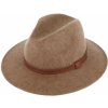 Klobouk Fiebig Headwear since 1903 Zimní plstěný klobouk melanž s koženým páskem béžový
