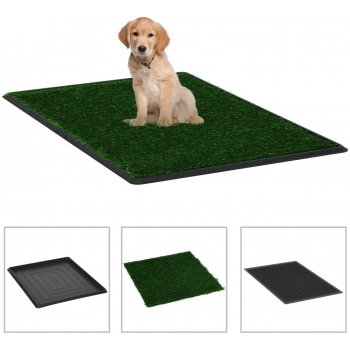 vidaXL Toaleta pro psy s nádobou a umělou trávou zelená 64 x 51 x 3 cm WC