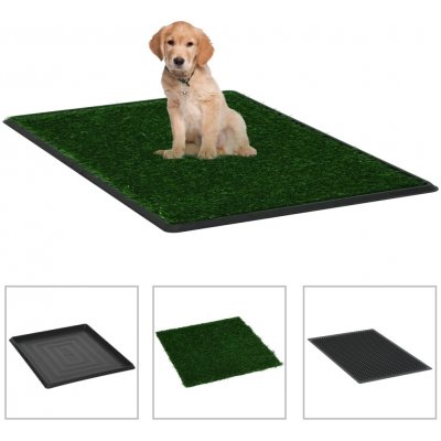 vidaXL Toaleta pro psy s nádobou a umělou trávou zelená 64 x 51 x 3 cm WC
