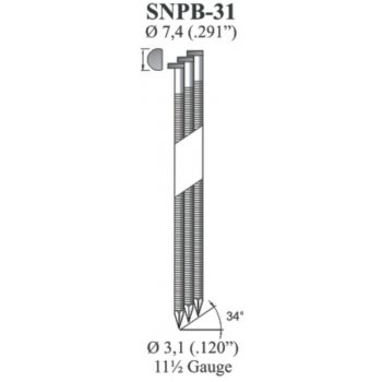 Hřebík OMER SNPB 90mm hladký 34° / 3.10mm