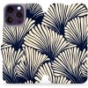 Pouzdro a kryt na mobilní telefon Apple Mobiwear - Apple iPhone 14 Pro Max - VA41S Béžové květy na modré