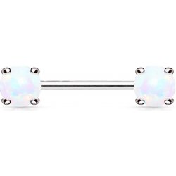 Šperky4U piercing do bradavky bílé opály BR01023-WH