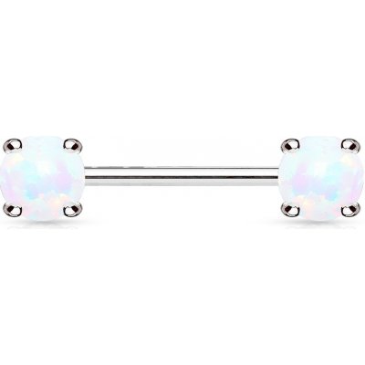 Šperky4U piercing do bradavky bílé opály BR01023-WH