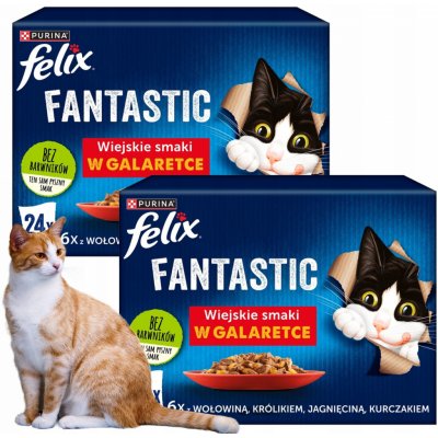 Felix Fantastic hovězí, kuře, losos, tuňák v želé 88 x 85 g – Zboží Mobilmania