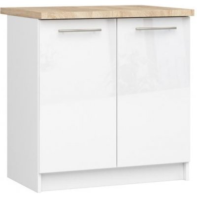 DobreSny Kuchyňská skříňka Olivia 80 cm Bílá lesklá / Dub Sonoma – Zboží Mobilmania
