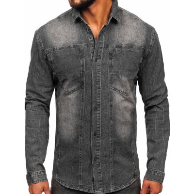 Bolf MC712G pánská džínová košile s dlouhým rukávem grafitová – Zboží Mobilmania