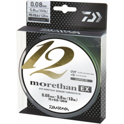 Daiwa Šňůra Morethan 12 Braid EX+SI Lime Green 135m 0,16mm 14kg – Zboží Mobilmania