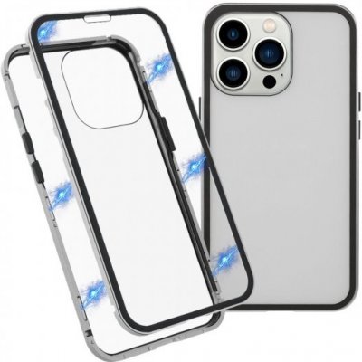 Pouzdro AppleKing pro celé telefon z tvrzeného skla s kovovém rámečkem iPhone 13 Pro Max - stříbrné – Hledejceny.cz
