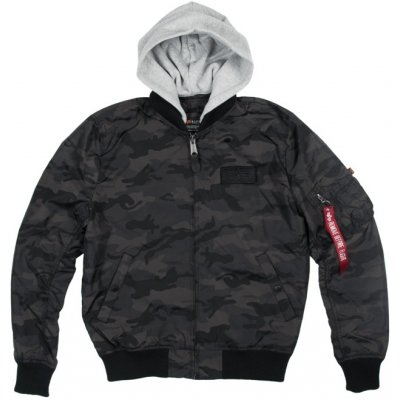 Bunda Alpha Industries MA-1 TT Hood black camo – Zboží Mobilmania