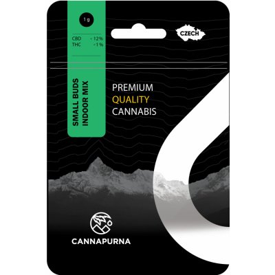 Cannapurna CBD květy konopí 12 % Small Buds Indoor CBD Mix1 % THC 2 g – Zboží Mobilmania