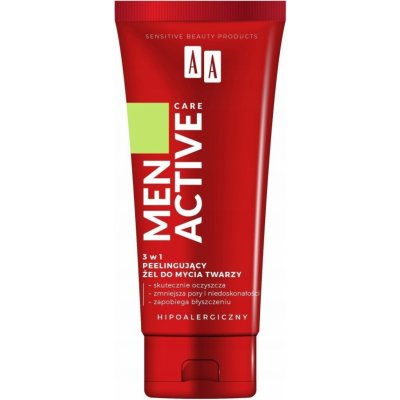 AA Men Active Care 3 v 1 Peelingový mycí gel na obličej 150 ml