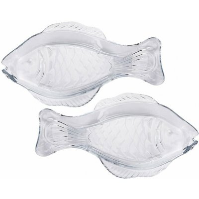 decoDoma Sada skleněných talířů RYBA 2 ks – Zboží Mobilmania