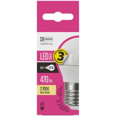 Emos LED žárovka Classic Mini Globe 6W E27 Teplá bílá – Zbozi.Blesk.cz