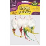 Tommi Myš s peříčkem pro kočky malá, 5 cm, 4 ks – HobbyKompas.cz