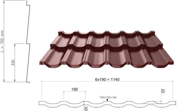 Ruukki Taškové tabule 40 Finnera Tmavě hnědá 1 m²