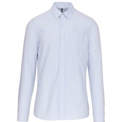 Kariban pánská košile s dlouhým rukávem Wash pruhovaná bílá Oxford modrá